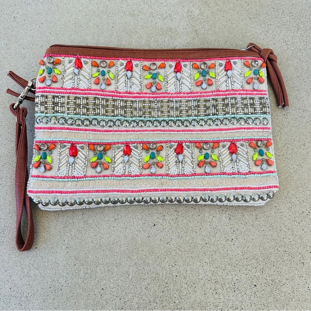 ALDO Colorful Beaded Wristlet Clutch Bag